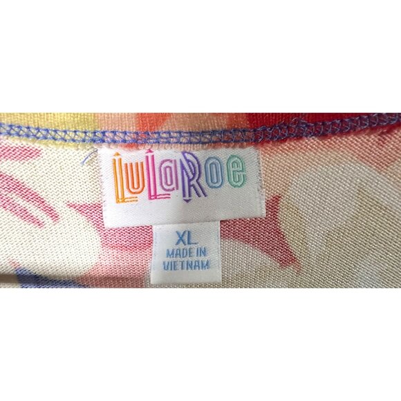 LuLaRoe Womens Floral Open Front Cardigan XL Blue/Multicolor Polyester/Spandex - Picture 3 of 6